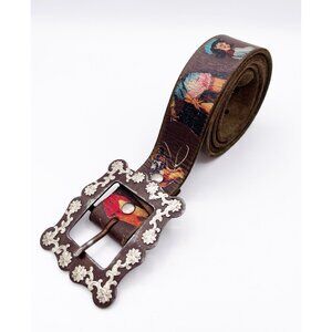 Vintage Cowboy Decor Leather Belt Size 40 Pin-Up Cowgirl Western Art Unisex